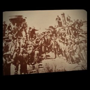 Vintage Lg Postcard Golden Spike Railroad Old West